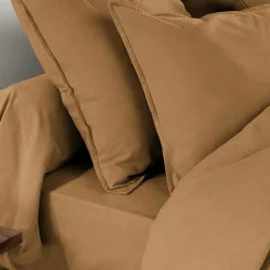 Taie de traversin flanelle de coton (L185 cm) Théa Camel