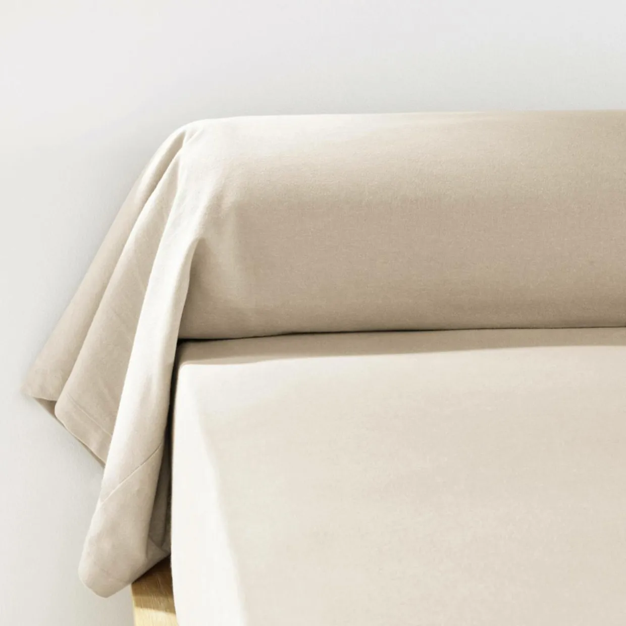 Taie de traversin flanelle de coton (L185 cm) Nina Beige