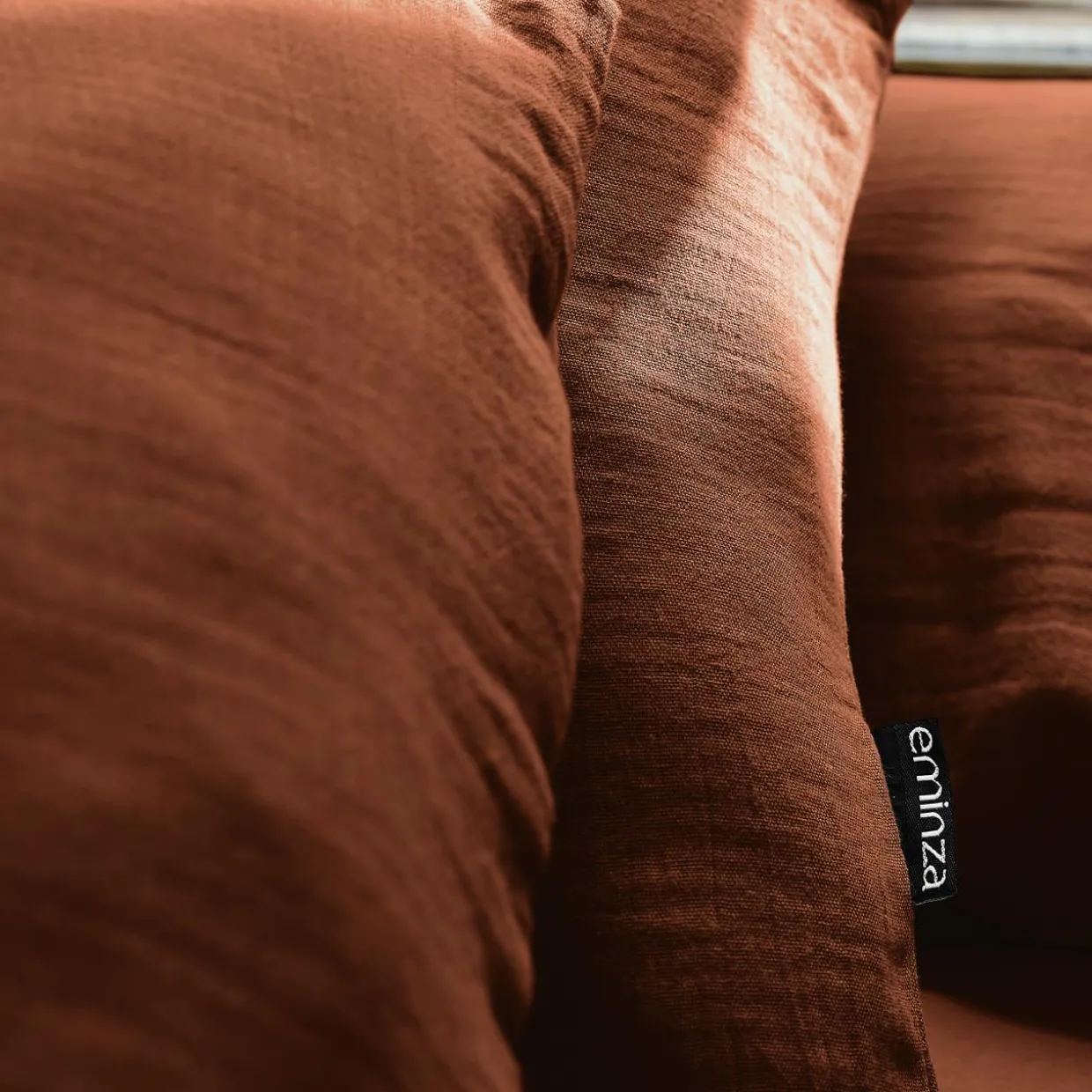 Taie de traversin gaze de coton (L185 cm) Gaïa Terracotta
