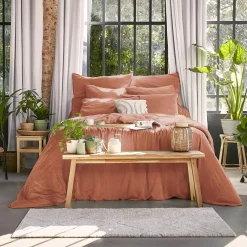 Taie de traversin lyocell Tencel™ lavé (27 x 185 cm) Olivia Terracotta
