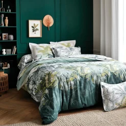 Taie de traversin percale de coton (L200 cm) Trinidad Mousson Verte