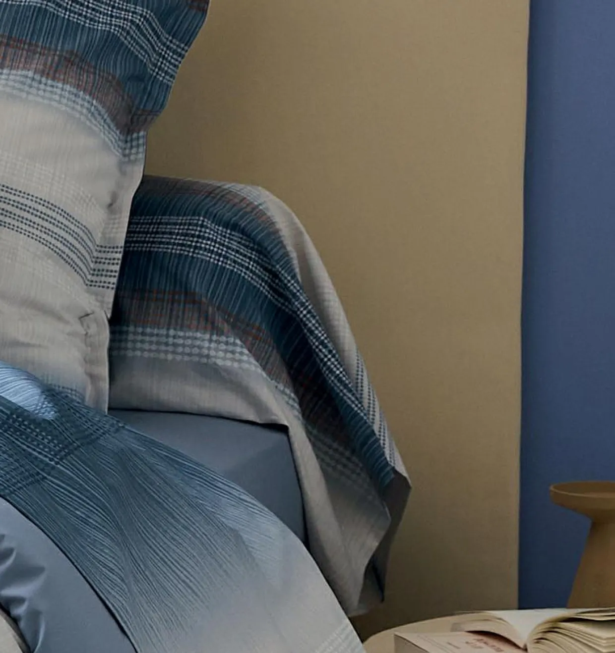 Taie de traversin percale de coton (200 cm) Esteban Bleue