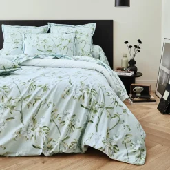 Taie de traversin percale de coton (L200 cm) Eléna Nil Verte