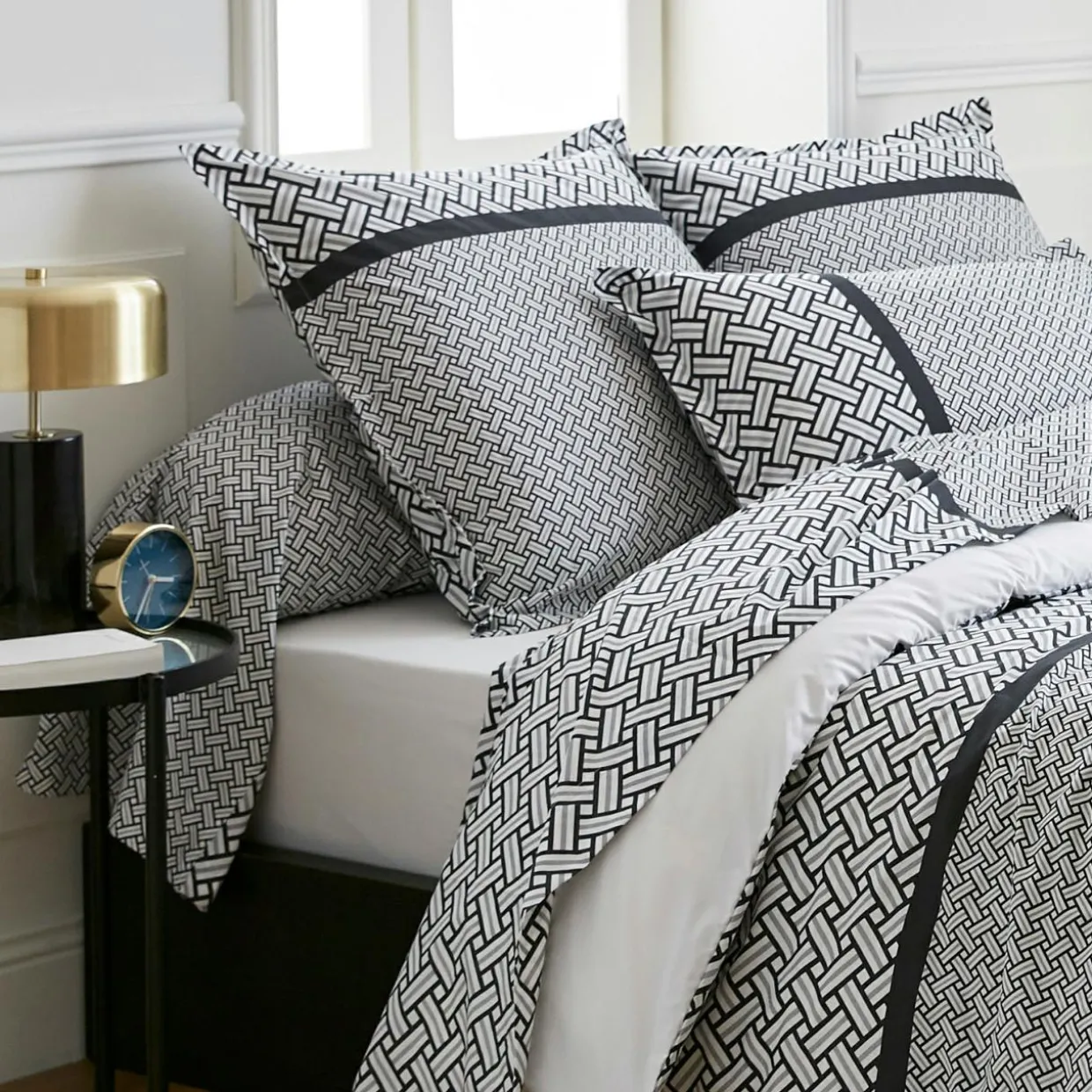 Taie de traversin percale de coton (L200 cm) Riviera Grise