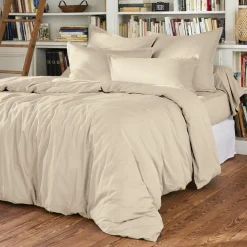 Taie de traversin percale de coton (L185 cm) Cali Beige