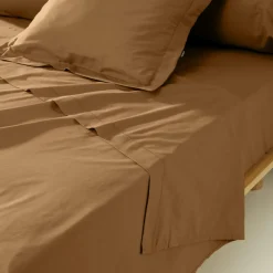 Taie de traversin percale de coton (L185 cm) Cali Camel