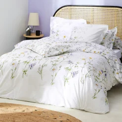 Taie d'oreiller carrée coton (65 x 65 cm) Foliflora Blanche