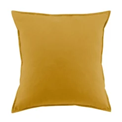 Taie d'oreiller carrée flanelle de coton (63 x 63 cm) Nina Jaune ocre