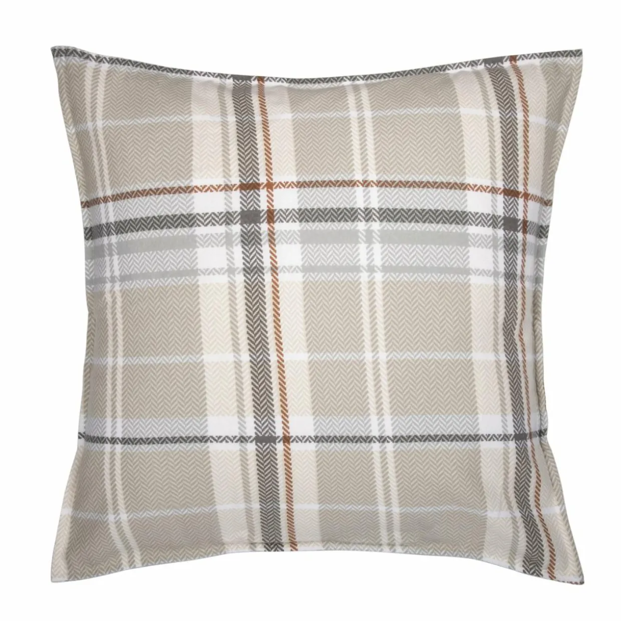Taie d'oreiller carrée flanelle de coton (63 x 63 cm) Théa motif Grise