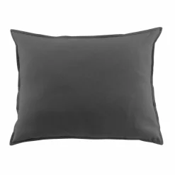 Taie d'oreiller carrée flanelle de coton (80 x 80 cm) Nina Gris anthracite