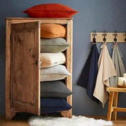 Taie d'oreiller carrée flanelle de coton (80 x 80 cm) Nina Gris anthracite