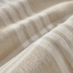 Taie d'oreiller carrée flanelle de coton (63 x 63 cm) Nina carreaux Beige