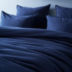 Taie d'oreiller carrée flanelle de coton (63 x 63 cm) Nina Bleu nuit