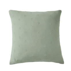 Taie d'oreiller carrée gaze de coton (60 x 60 cm) Gaïa Boho Vert eucalyptus