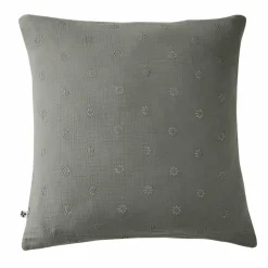Taie d'oreiller carrée gaze de coton (60 x 60 cm) Gaïa Boho Gris granit