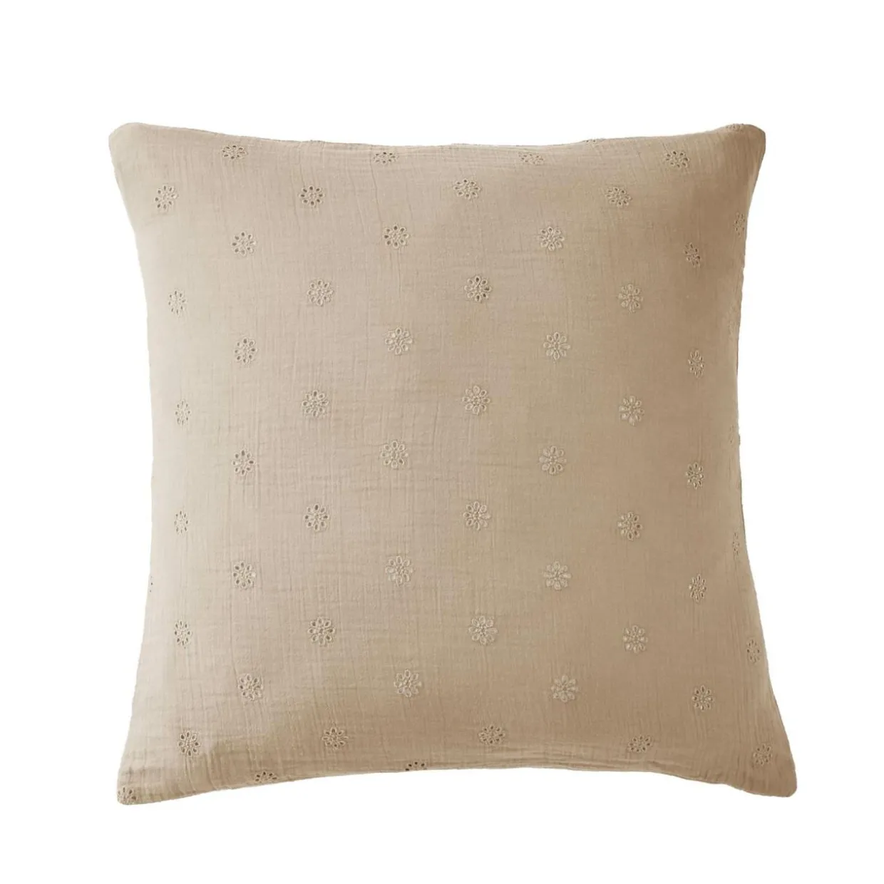 Taie d'oreiller carrée gaze de coton (60 x 60 cm) Gaïa Boho Ficelle