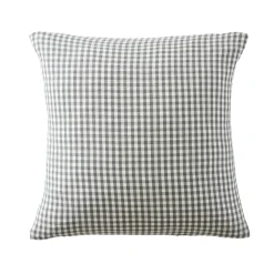 Taie d'oreiller carrée gaze de coton (80 x 80 cm) Gaïa Vichy Vert romarin