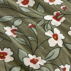 Taie d'oreiller carrée gaze de coton (60 x 60 cm) Gaïa marguerite Vert romarin