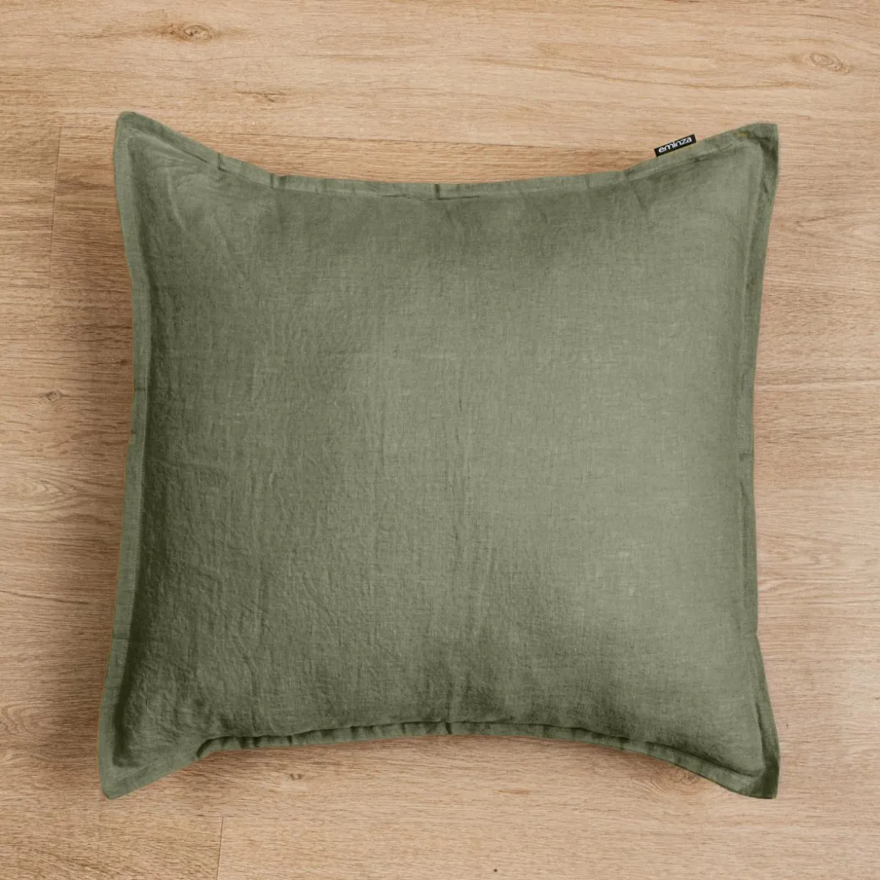 Taie d'oreiller carrée lin lavé (60 x 60 cm) Louise Vert romarin