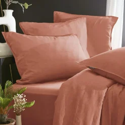 Taie d'oreiller carrée lyocell Tencel™ lavé (80 x 80 cm) Olivia Terracotta