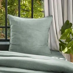 Taie d'oreiller carrée lyocell Tencel™ lavé (63 x 63 cm) Olivia Vert eucalyptus