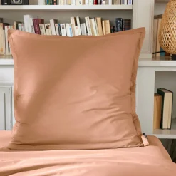 Taie d'oreiller carrée percale de coton (80 x 80 cm) Cali Rose pêche