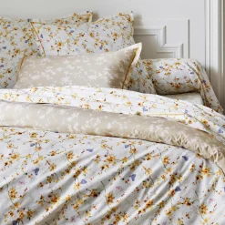 Taie d'oreiller carrée percale de coton Bel amour Jaune