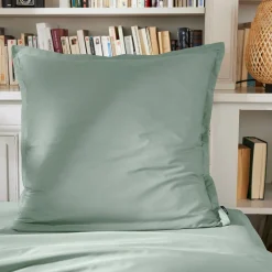 Taie d'oreiller carrée percale de coton (80 x 80 cm) Cali Vert eucalyptus