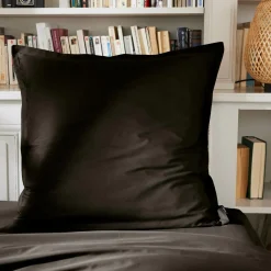 Taie d'oreiller carrée percale de coton (65 x 65 cm) Cali Noire