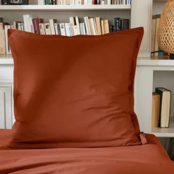 Taie d'oreiller carrée percale de coton (65 x 65 cm) Cali Terracotta