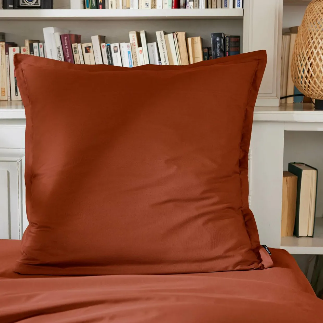 Taie d'oreiller carrée percale de coton (65 x 65 cm) Cali Terracotta