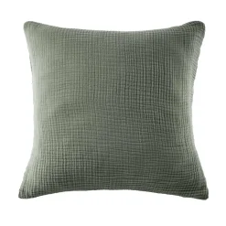 Taie d'oreiller quadruple gaze de coton (80 x 80 cm) Victoria x Gaïa Vert romarin