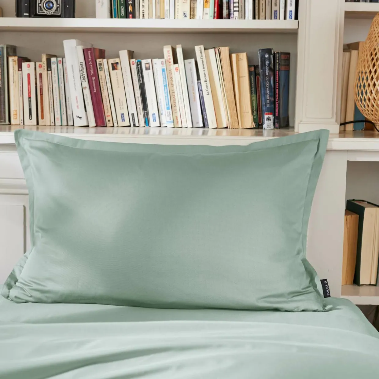 Taie d'oreiller rectangulaire percale de coton (50 x 70 cm) Cali Vert eucalyptus