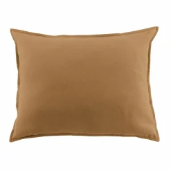 Taie d'oreiller rectangulaire flanelle de coton (50 x 70 cm) Théa Camel