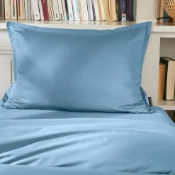 Taie d'oreiller rectangulaire percale de coton (50 x 70 cm) Cali Bleu ciel