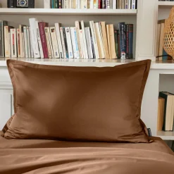 Taie d'oreiller rectangulaire percale de coton (50 x 80 cm) Cali Marron chocolat