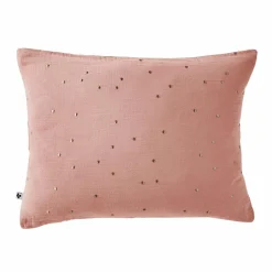 Taie d'oreiller rectangulaire gaze de coton (50 x 70 cm) Gaïa Chic Rose pêche