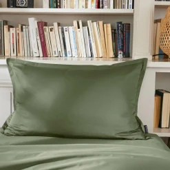Taie d'oreiller rectangulaire percale de coton (50 x 70 cm) Cali Vert romarin