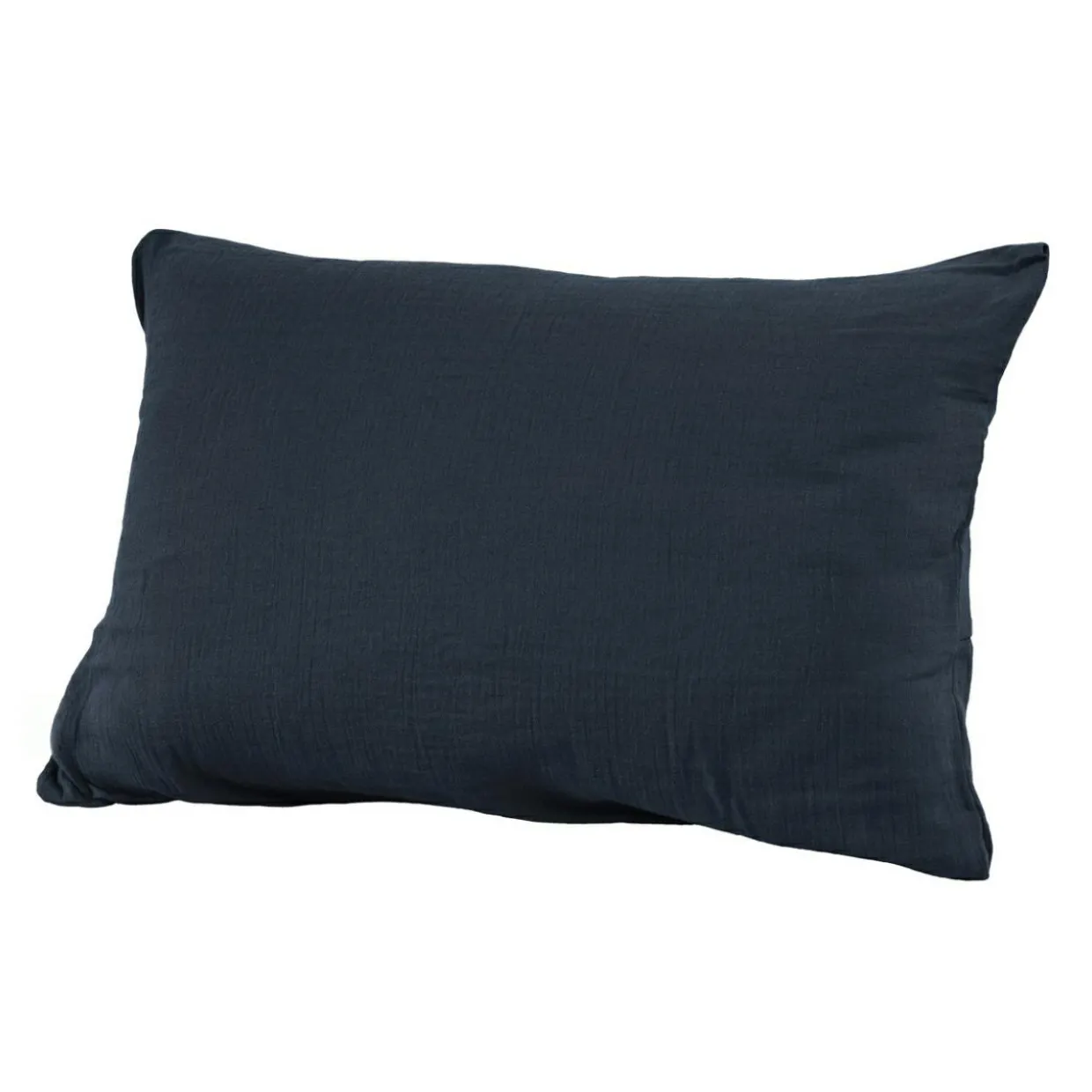 Taie d'oreiller rectangulaire gaze de coton (50 x 70 cm) Gaïa Bleu nuit