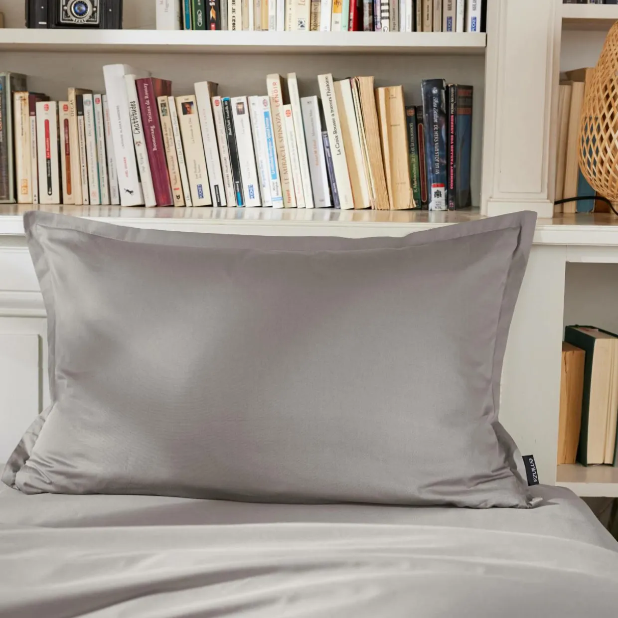 Taie d'oreiller rectangulaire percale de coton (50 x 70 cm) Cali Gris clair