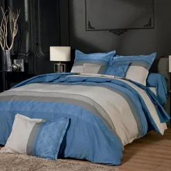 Taie d'oreiller rectangulaire satin de coton (50 x 70 cm) Tiago Bleue