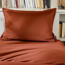 Taie d'oreiller rectangulaire percale de coton (50 x 70 cm) Cali Terracotta