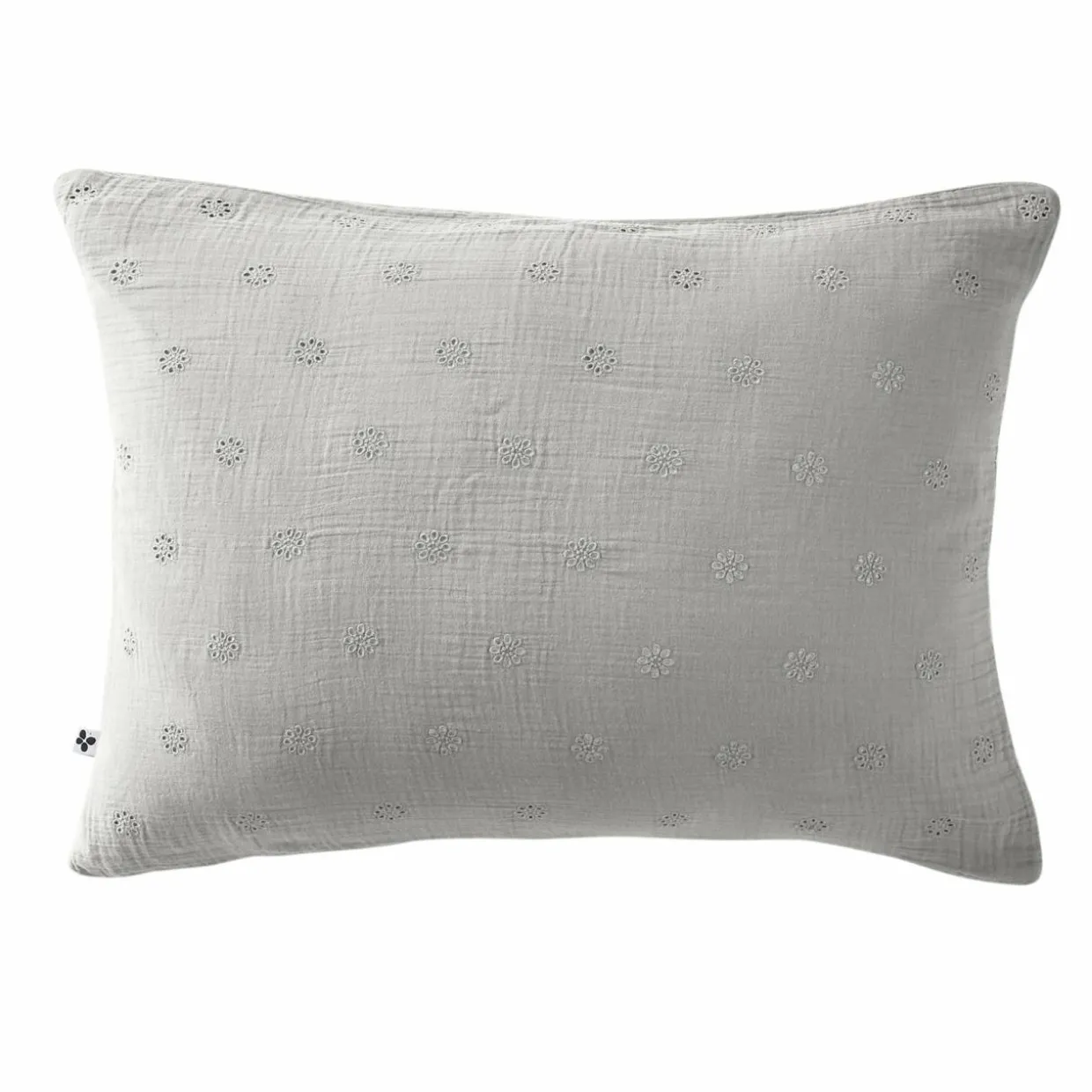 Taie d'oreiller rectangulaire gaze de coton (50 x 70 cm) Gaïa Boho Gris nuage