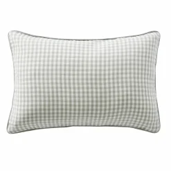 Taie d'oreiller rectangulaire gaze de coton (50 x 80 cm) Gaïa Vichy Vert eucalyptus