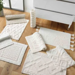 Tapis de bain coton (50 x 80 cm) Gladis Blanc