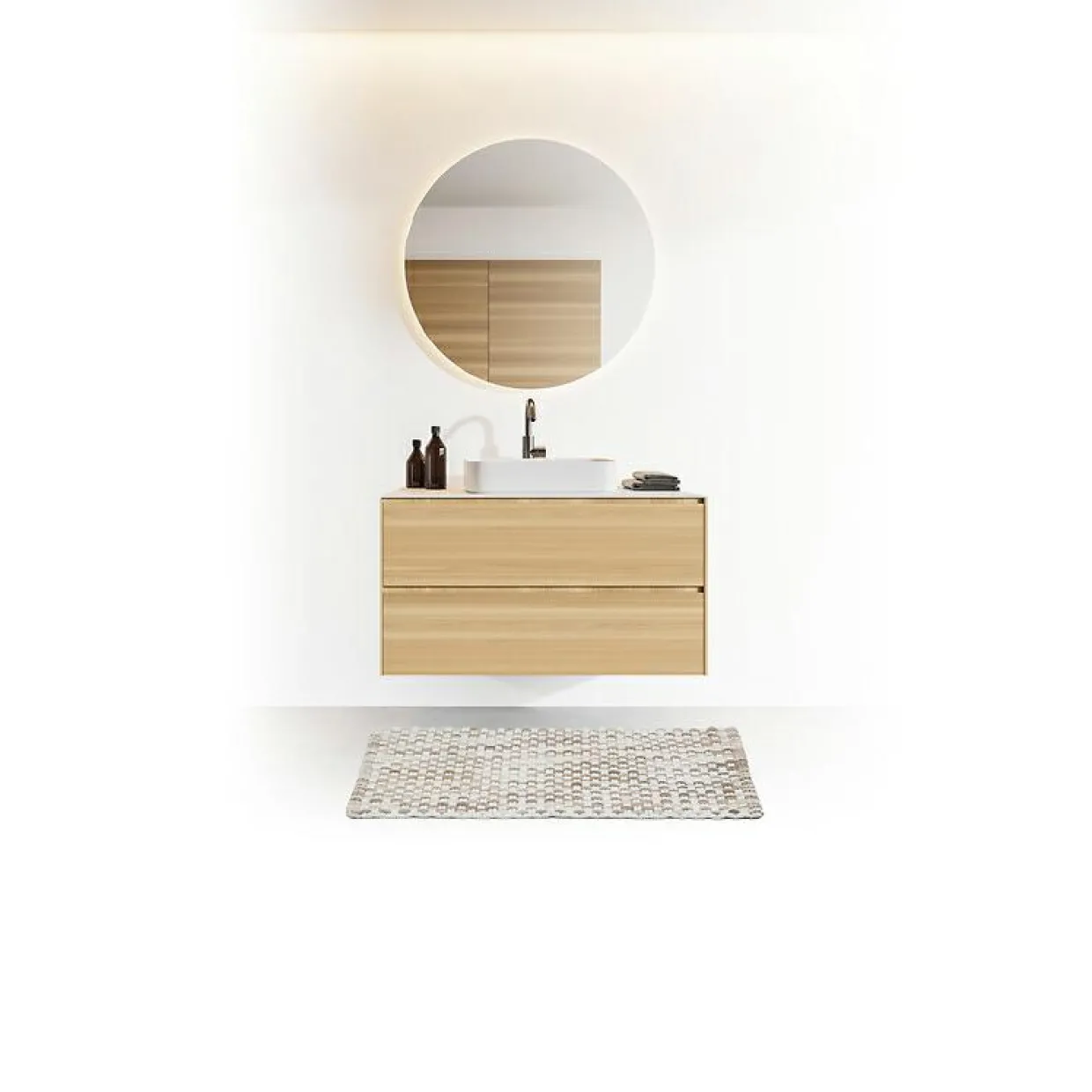Tapis de bain coton (50 x 75 cm) Tresse Taupe