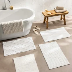 Tapis de bain en coton (50 x 80 cm) Thais Blanc