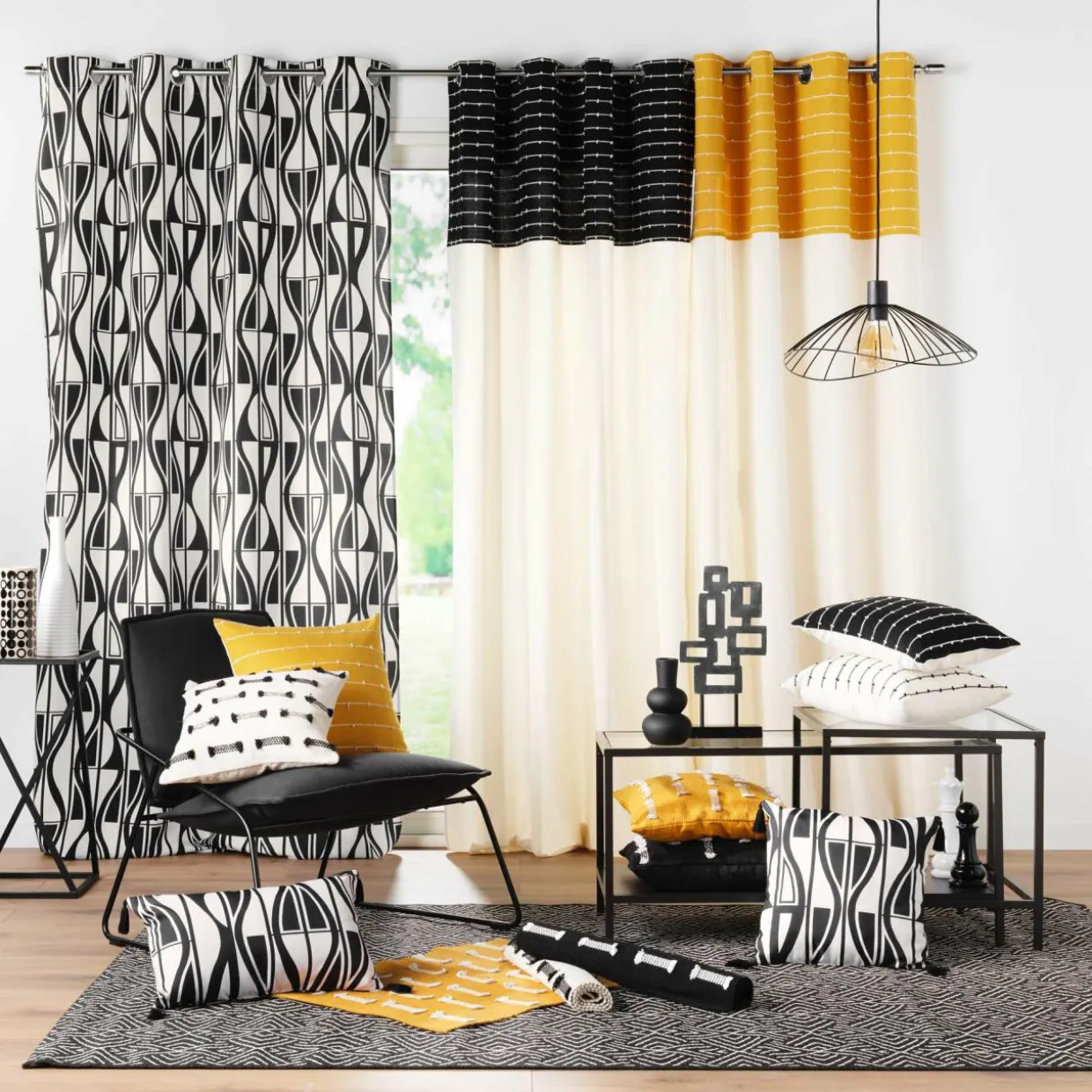 Tapis de salon coton (50 x 80 cm) Juline Noir