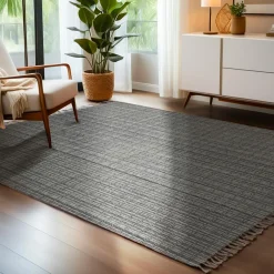 Tapis de salon rectangulaire matière recyclée (160 x 230 cm) Priya Gris