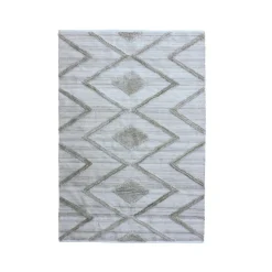 Tapis de salon rectangulaire matière recyclée tuftée (160 x 230 cm) Kaito Ivoire